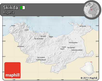 Classic Style Map of Skikda, single color outside
