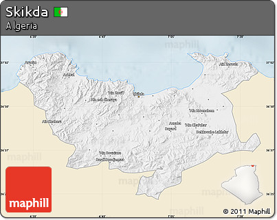 Classic Style Map of Skikda, single color outside