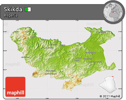 Physical Map of Skikda, cropped outside