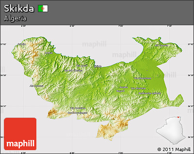 Physical Map of Skikda, cropped outside