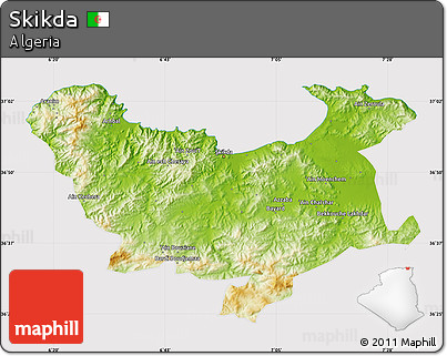Physical Map of Skikda, cropped outside