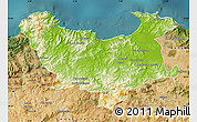 Physical Map of Skikda, satellite outside