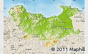 Physical Map of Skikda, shaded relief outside