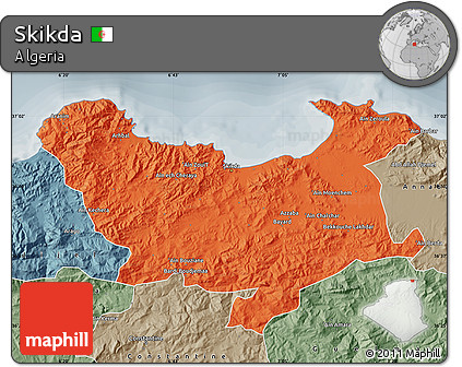 Political Map of Skikda, semi-desaturated