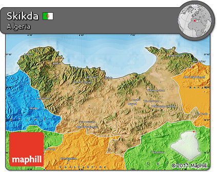 Satellite Map of Skikda, political outside