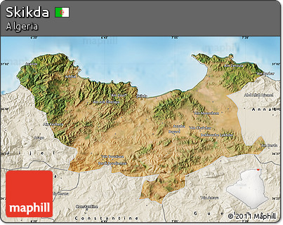 Satellite Map of Skikda, shaded relief outside