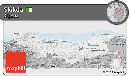 Gray Panoramic Map of Skikda