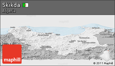 Gray Panoramic Map of Skikda