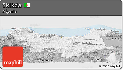 Gray Panoramic Map of Skikda