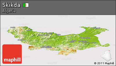 Physical Panoramic Map of Skikda, cropped outside