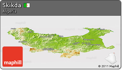 Physical Panoramic Map of Skikda, cropped outside
