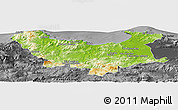 Physical Panoramic Map of Skikda, darken, desaturated