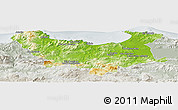 Physical Panoramic Map of Skikda, lighten, semi-desaturated
