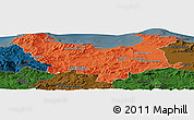 Political Panoramic Map of Skikda, darken