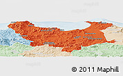 Political Panoramic Map of Skikda, lighten