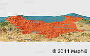 Political Panoramic Map of Skikda, satellite outside