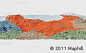 Political Panoramic Map of Skikda, semi-desaturated