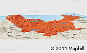 Political Panoramic Map of Skikda, shaded relief outside