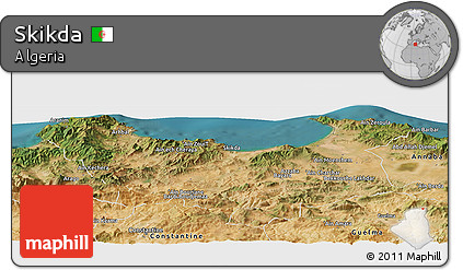 Satellite Panoramic Map of Skikda