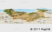 Satellite Panoramic Map of Skikda, shaded relief outside