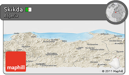 Shaded Relief Panoramic Map of Skikda