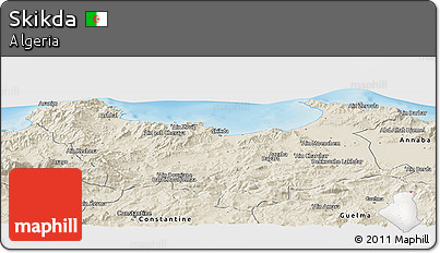 Shaded Relief Panoramic Map of Skikda