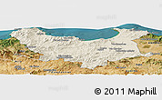 Shaded Relief Panoramic Map of Skikda, satellite outside