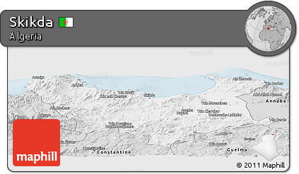 Silver Style Panoramic Map of Skikda