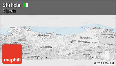 Silver Style Panoramic Map of Skikda