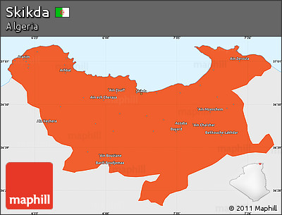 Political Simple Map of Skikda, single color outside