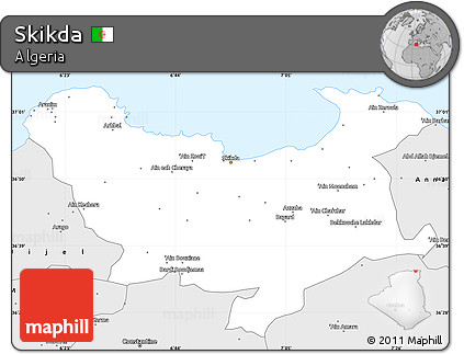 Silver Style Simple Map of Skikda