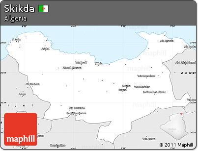 Silver Style Simple Map of Skikda