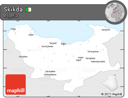 Silver Style Simple Map of Skikda, single color outside