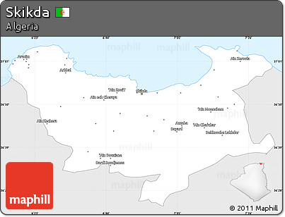 Silver Style Simple Map of Skikda, single color outside
