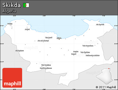Silver Style Simple Map of Skikda, single color outside