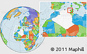 Political Location Map of Souk Ahras, highlighted country, within the entire country