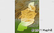 Physical 3D Map of Tebessa, darken