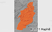Political 3D Map of Tebessa, desaturated