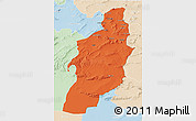Political 3D Map of Tebessa, lighten