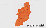 Political 3D Map of Tebessa, single color outside
