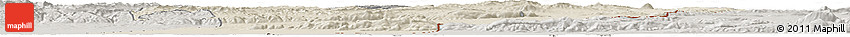 Shaded Relief Horizon Map of Tebessa, semi-desaturated