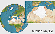 Satellite Location Map of Tebessa, highlighted country, within the entire country