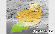 Physical Panoramic Map of Tebessa, desaturated