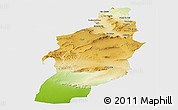 Physical Panoramic Map of Tebessa, single color outside