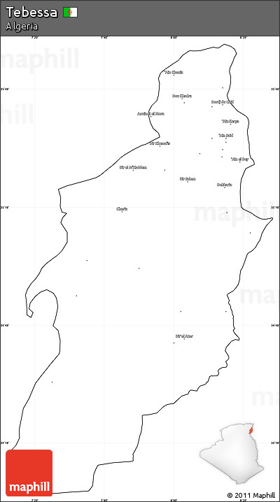 Blank Simple Map of Tebessa, cropped outside
