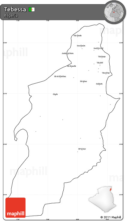 Blank Simple Map of Tebessa, cropped outside