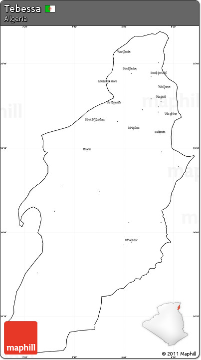 Blank Simple Map of Tebessa, cropped outside