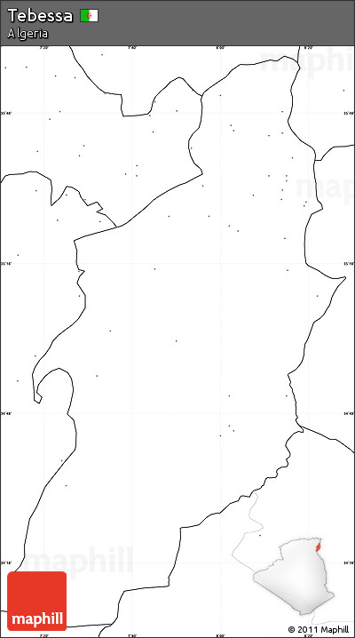Blank Simple Map of Tebessa, no labels