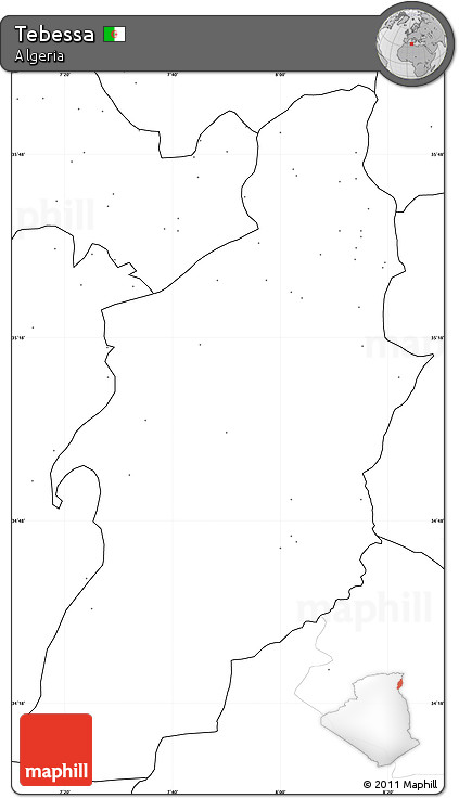 Blank Simple Map of Tebessa, no labels