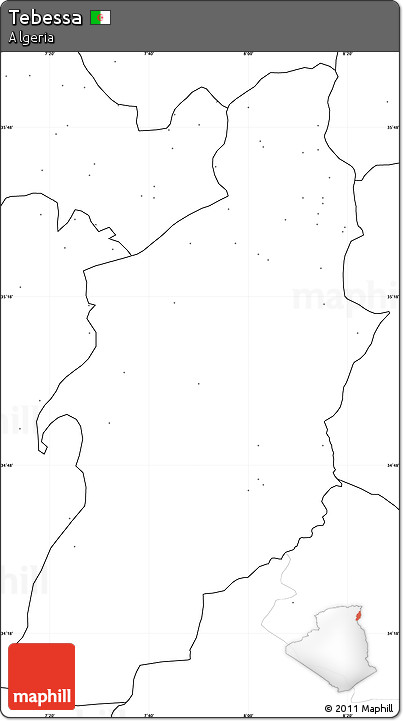 Blank Simple Map of Tebessa, no labels